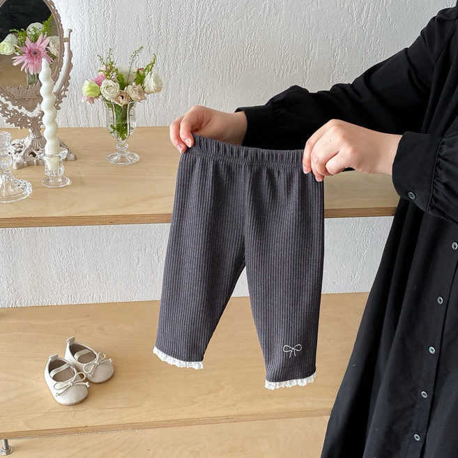 四口甜 女童嬰幼兒刺繡蝴蝶結內搭褲