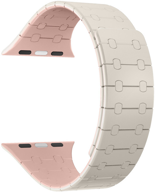 강력한 투톤 마그네틱 애플워치 11 10 9 8 7 6 5 4 3 2 se 2/3 ultra2/3 세대 실리콘 스트랩, 스트라이트+샌드핑크