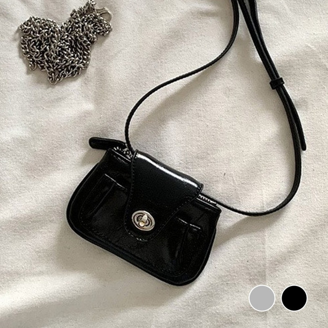 가죽+체인 스트랩 메이리앤 초소형 미니백 카드지갑형 립스틱 가방 소형 크로스백