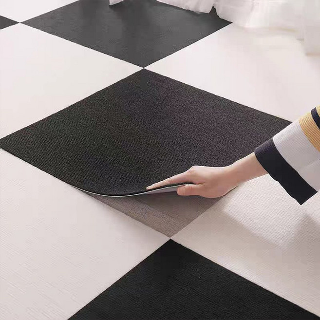 하루꿈 타일카페트 강아지 고양이 미끄럼방지 매트 논슬립 조각매트 여름 시원한 데코타일, 블랙, 6개