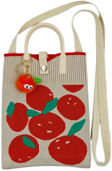 제주 털키링 니트가방 베이지(대) 크로스백 25cm 슬링백 데일리 가벼운 여행가방