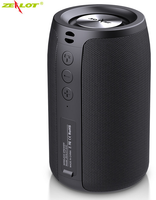 Zealot-S32 무선 스피커 야외 휴대 서브우퍼 방수 IPX 듀얼 페어링 1800mAh 배터리, 01 Black, 한개옵션1