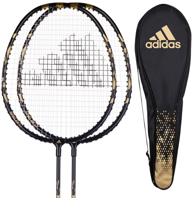 아디다스 배드민턴 라켓 2입 배드민턴채 블랙 + 풀케이스 가방, 1세트, MD0038-BK