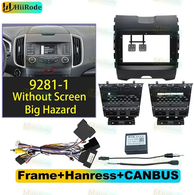 Hiirode 자동차 안드로이드 라디오 스테레오 플레이어 프레임 Fascia 9 인치 Ford Edge 2 2015-2018 패널, 02 Frame Harness Canbus