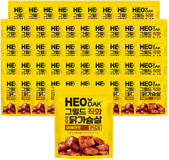 허닭 PICK 그릴드 직화 한입 닭가슴살 바베큐, 50개, 100g