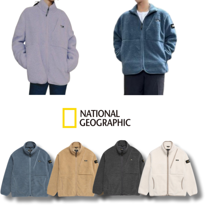 (정품)내셔널지오그래픽 후리스 플리스 세미오버핏 간절기 봄 가을 긴팔 긴소메 데일리 점퍼 자켓 풀집업 남여공용 후드