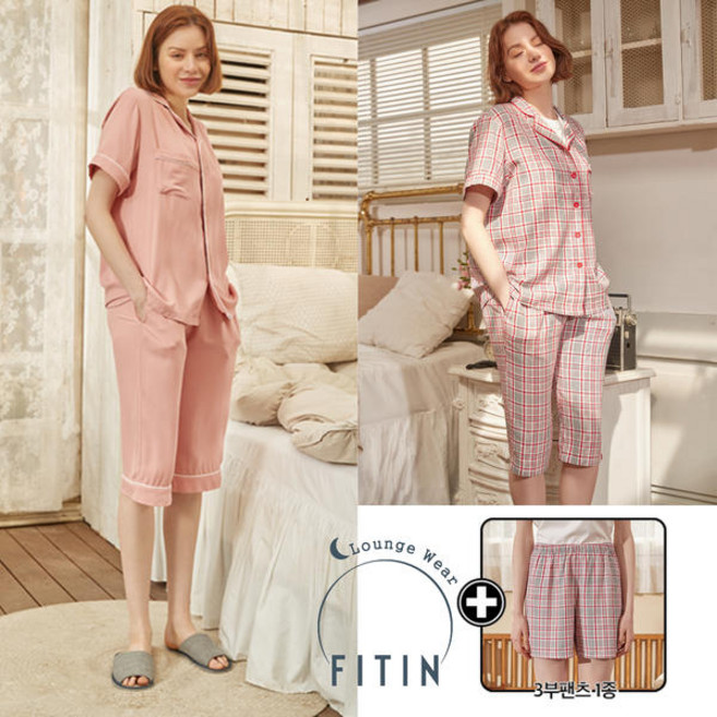 피트인 여성 인견100 파자마 2세트+ 반바지 1종 340028