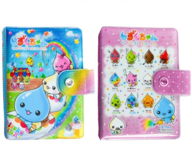 헤이세이 레트로 시즈쿠짱 물방울 씰바인더 스티커보관용 스티커수집용 바인더 다이어리 홀더 6공, 블루