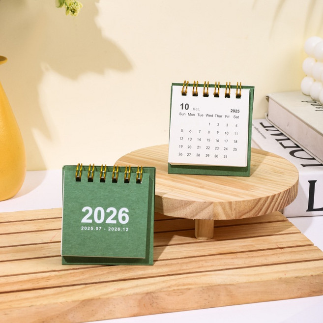 2026迷你小桌曆 台灣節日 ins風 簡約風 辦公, 2026繁體中文綠色, 1個