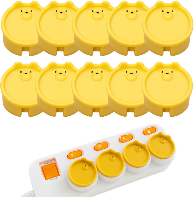 윤잇템 콘센트 실리콘 안전 마개 커버, 옐로우, 10개