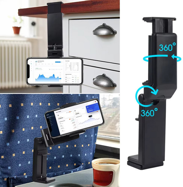 주포어유 어디서나 편안하게 사용하는 휴대용 핸드폰 거치대, 1개, 다용도 블랙