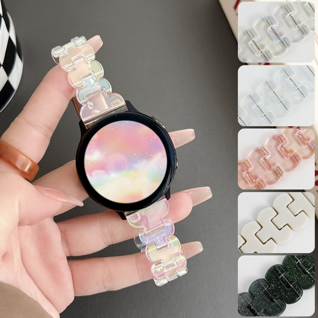 오르몽트 갤럭시워치 클라우드 오로라 스트랩 밴드 시계줄 7 6 클래식 5 4 3 프로 액티브2 홀로그램, 핑크-실버버클, 1개