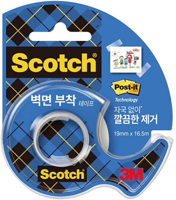 쓰리엠 스카치 벽면 부착 강력 월 세이프 테이프 183 본품, 5세트, 반투명