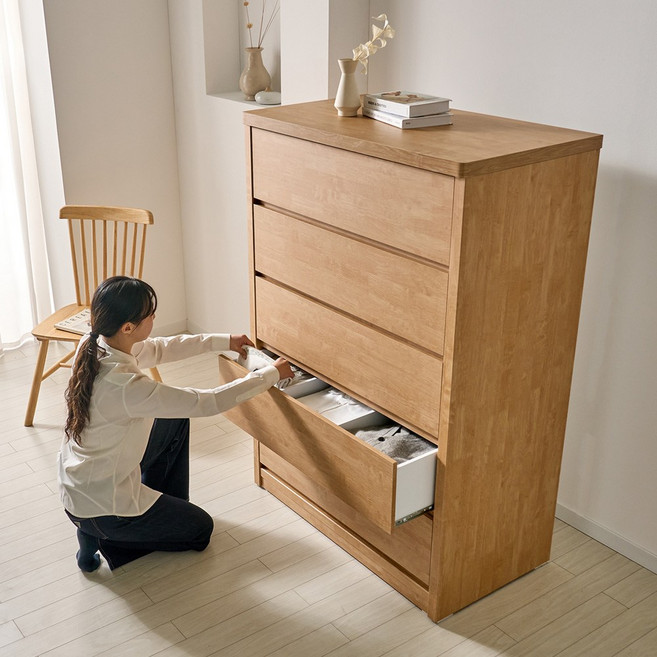 코코미 리얼빅 E0등급 900 5단 칸칸 속깊은 서랍장 대형 광폭 드레스룸 옷수납장, 내츄럴