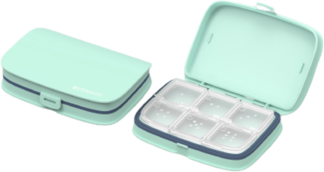 미라클매직 스토리지 휴대용 알약 케이스 6칸 민트, 1개