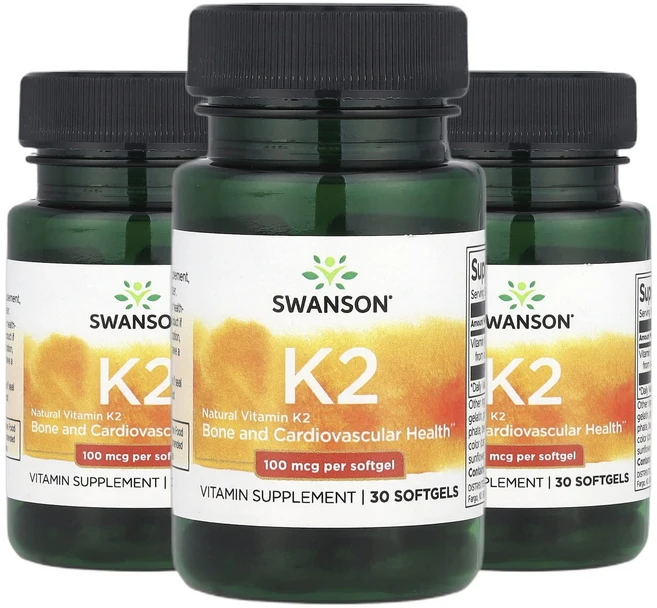 스완슨 비타민K 천연 비타민K2 100mcg 소프트젤 30정 2+1, 3개, 30회분 - 쿠팡