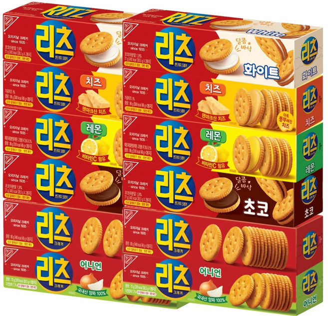 [오늘쇼핑]동서 리츠크래커 6종 각 1개씩(오리지널+화이트+치즈+레몬+초코+어니언), 2개