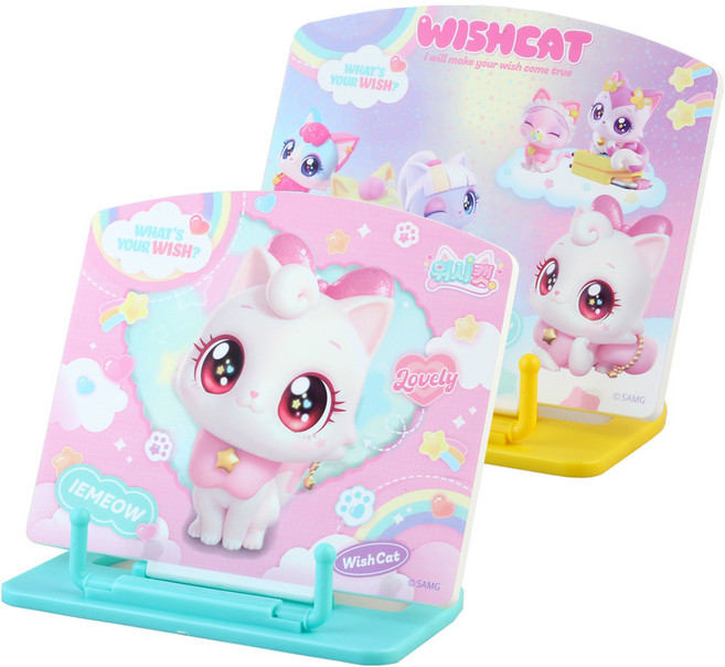 위시캣 스마트 독서대/캐릭터 어린이 접이식 각도조절 휴대용 북스탠드, 랜덤발송