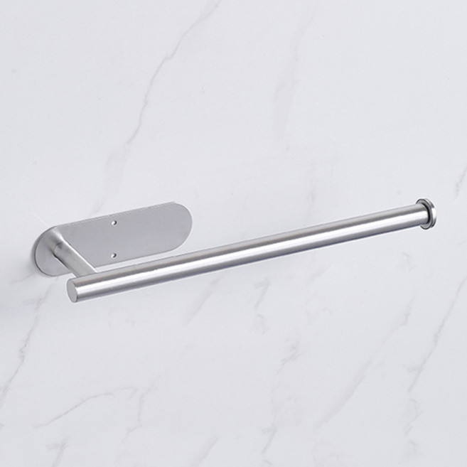 부착식 스텐 롱 키친타올 걸이 정리 홀더 주방 수납 행주 용품, 1개, 실버