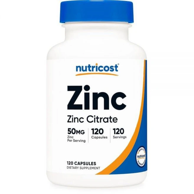 Nutricost 아연 구연산염(50mg) 120캡슐 - 남성 및 여성용 아연 구연산염 보충제 비건, 1개 - 쿠팡