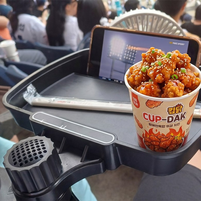 야구장 테이블 간이테이블 캠핑용품 식탁 축구 간식선반 휴대용 컵홀더 차량용 경기장 직관, 블랙, 1개