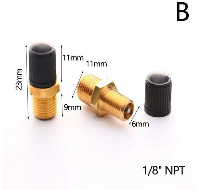 1/4 자동차 타이어 밸브 코어 오토바이 튜브리스 타이어 나사 밸브 타이어 압력 모니 타이어 구리 밸브 NPT 1/8 NPT M10, 01 B