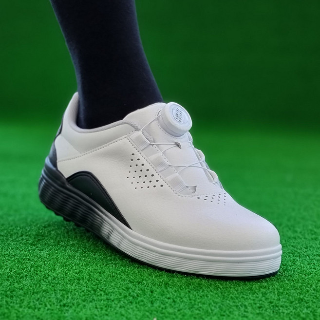 여성 소가죽 다이얼 골프화 4cm 스파이크리스 핑크 블랙 쿠션 커플 골프운동화