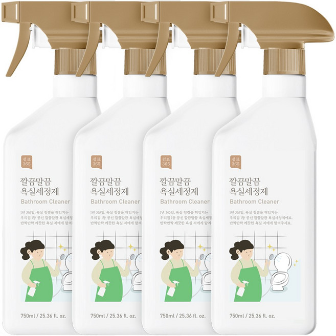3+1 쉼표365 대용량 화장실 욕실 세정제 750ml 클리너 바닥 청소용 청소세제, 4개