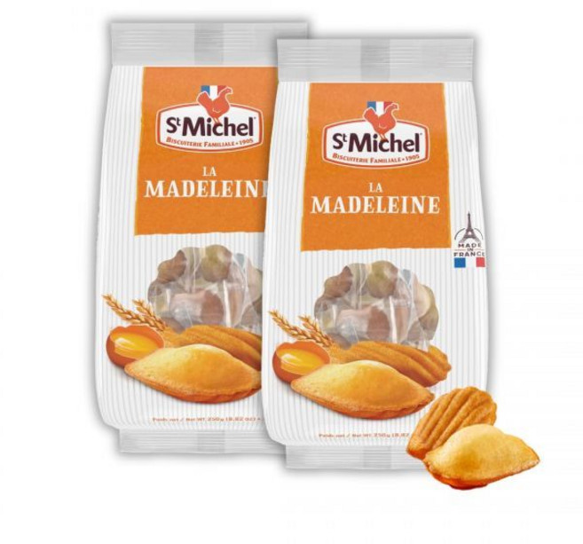 St Michel 생 미셸 전통 마들렌 프랑스산 프랑스 스펀지 케이크 2팩(각 250g) Non-GMO. 개별 포장된 올버터 케이크 총 20개, Butter_4.41 Ounce (Pack of 2), 4.41 Ounce (Pack of 2)
