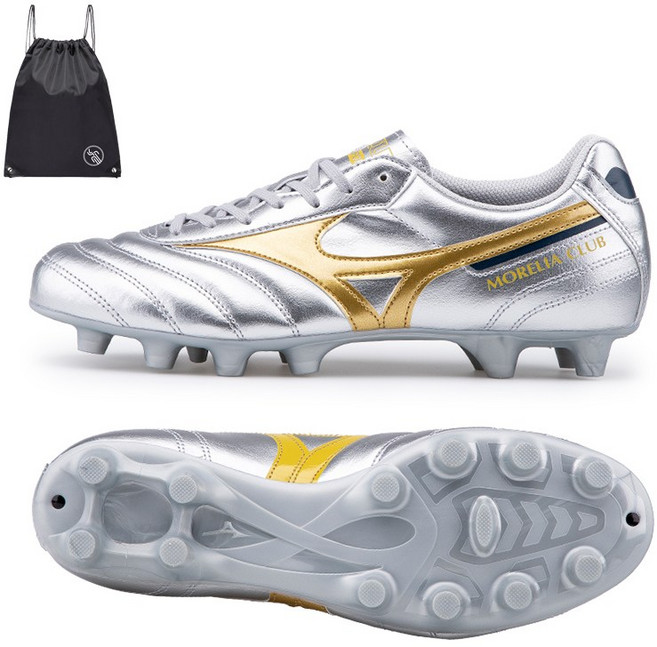 미즈노 인조가죽 모렐리아 클럽 MD 축구화 실버골드 (PGN짐쌕가방 지급)