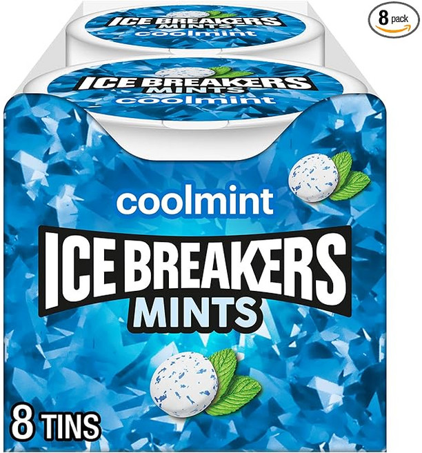 ICE BREAKERS MINTS COOLMINT 1.5-Ounce Containers (Pack of 1 ICE BREAKERS MINTS COOLMINT 1.5온스 용기(16팩, 42g, 8개