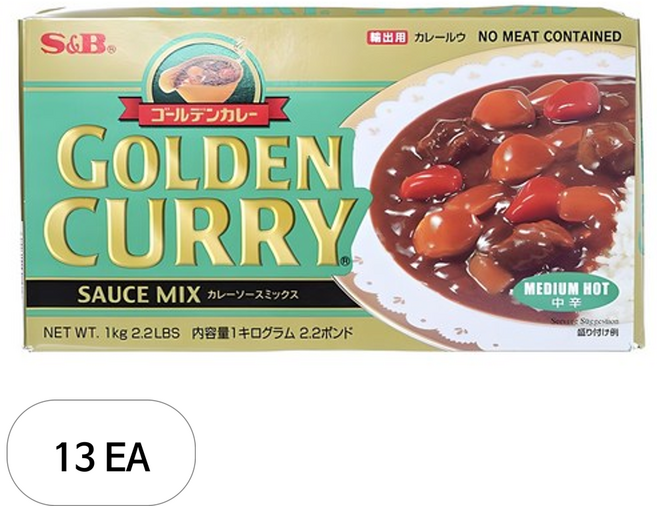 에스앤비 골든카레 중간매운맛, 1kg, 13개