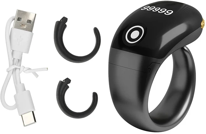 OLED 스마트 타스비 탈리 카운터 (무슬림 지크르 링 디지털 5 기도 시간 진동 알림 찬송 반지), 01 Bla 75mah