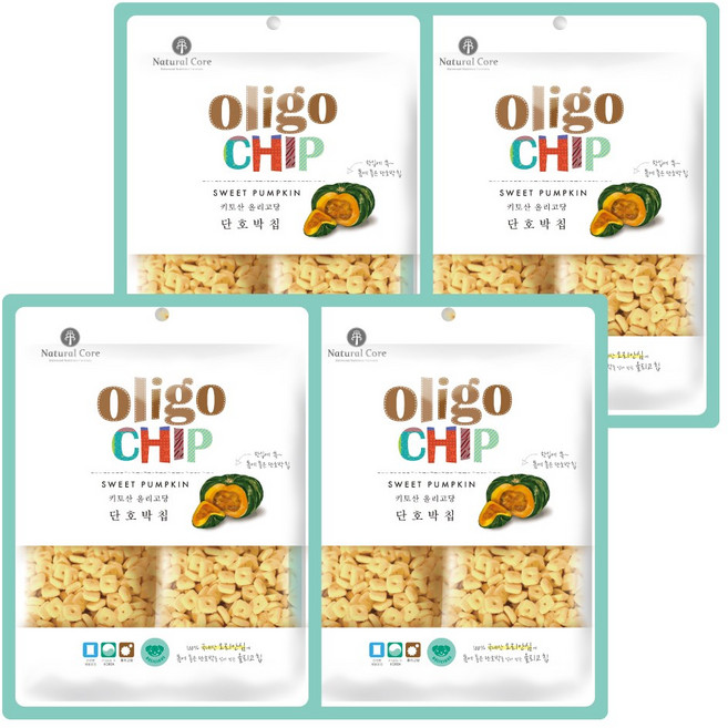 네츄럴코어 강아지 올리고칩, 단호박, 250g, 4개