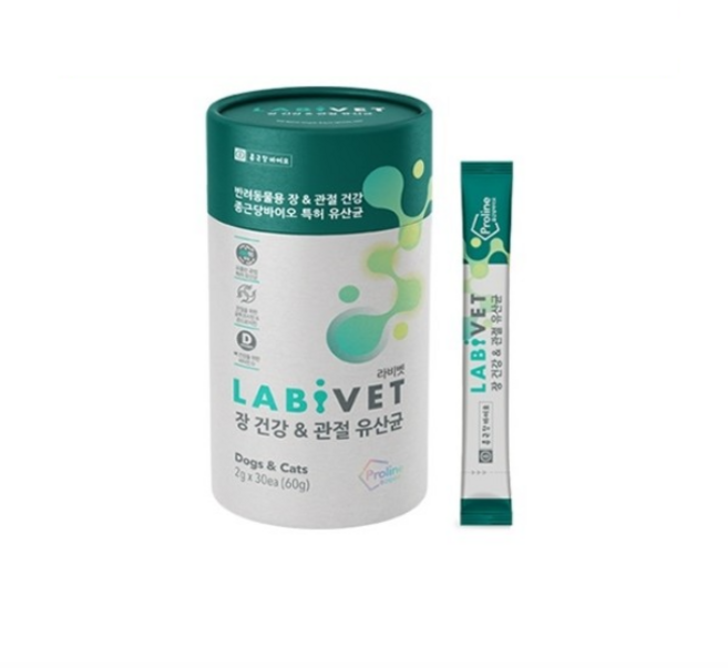 라비벳 반려동물 장건강 관절 유산균 영양제, 30회분, 장건강/유산균, 2개