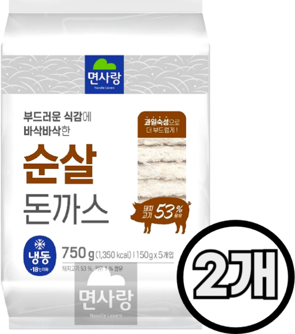 [패밀리푸드]면사랑 순살돈까스 750g 2개묶음, 2개