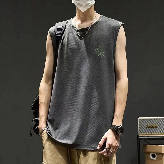 Makone 남성 여름 얇은 냉장고 민소매 티셔츠 메쉬 나시