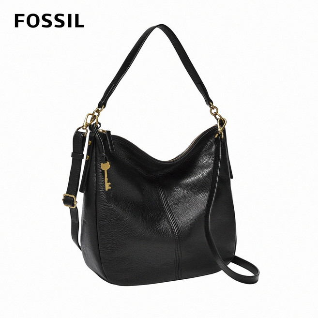 FOSSIL Jolie 真皮新月斜背包 大款 黑色