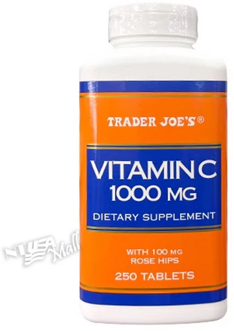 미국 트레이더조 Trader Joe's Vitamin C 비타민C 1000mg with 100mg 로즈힙, 250정, 1개 - 쿠팡