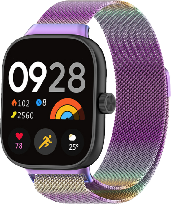 Fegwilde 레드미 워치 호환 자석형 정품밀레니즈 스트랩 샤오미 미밴드9/8프로 레드미 워치6/5/4, 무지개