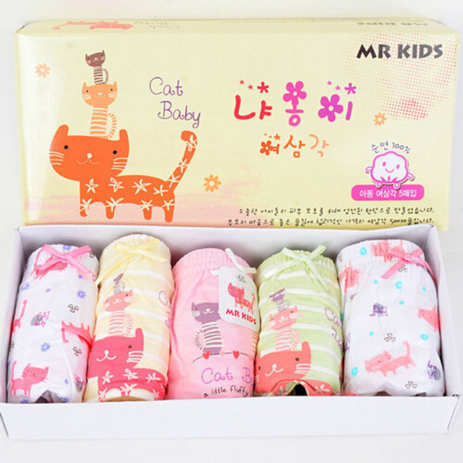 물랑루즈 냐옹이 여아팬티 아동팬티 유아 어린이 키즈 속옷 면100% 5매입, 65, 1개