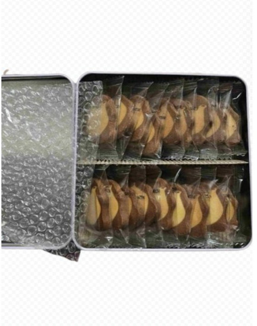 [선물세트] 기화병가 근사한디저트 틴케이스 쿠키 펭귄 198g 개별소포장 아이들을위한귀여운동물쿠키, 2개