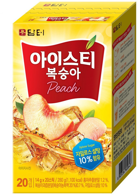 담터 아이스티 복숭아 기타전통차류, 1개, 14g, 20개입
