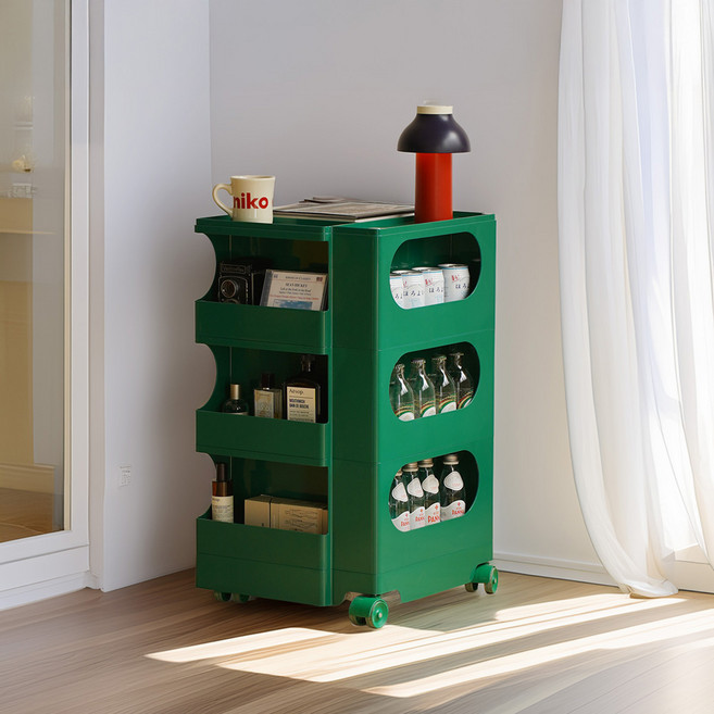 [리비니아] 바비 이동식 수납 회전서랍 빙그리 트롤리 9Colors, 4단, 그린