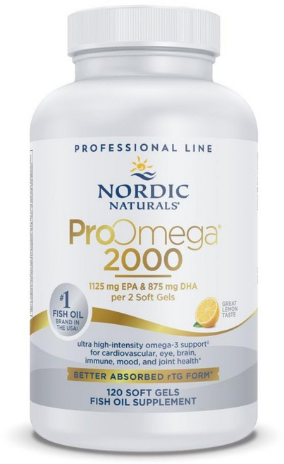 [해외직구] 노르딕네추럴스 얼티밋 ProOmega 2000 고흡수 알티지 오메가 2150mg 레몬맛 소프트젤 120정, 1개