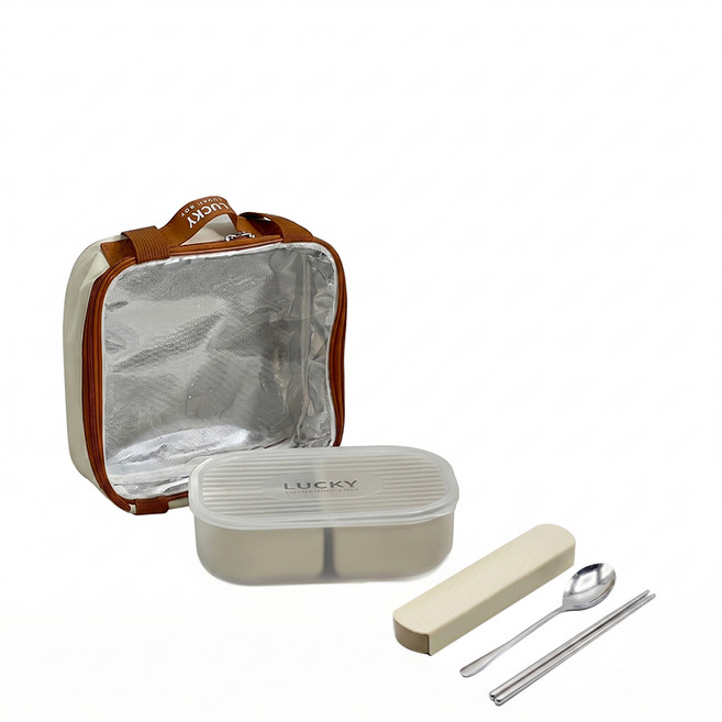 직장인 다이어트 식단 전자레인지용 안심 PP 칸막이 도시락통 950ml, 1개, 분격도시락+휴대용 식기+보온팩