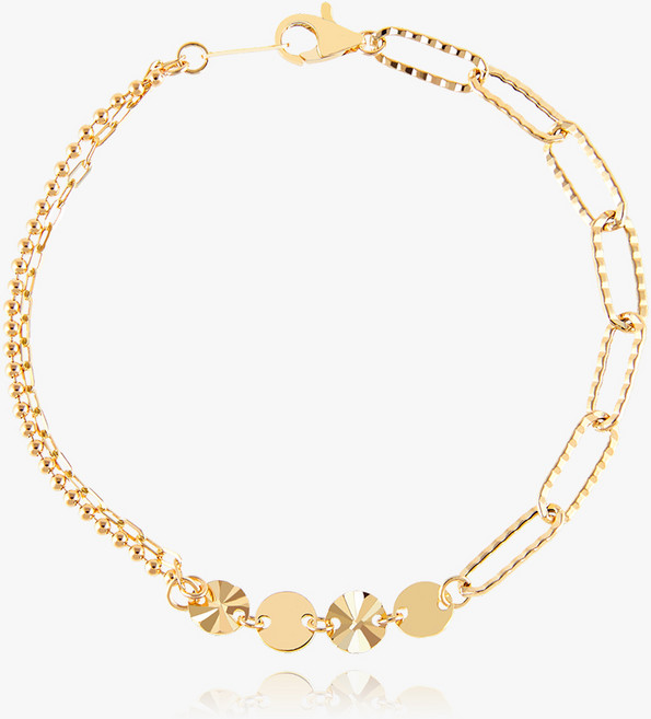 엘렌쥬얼리 14K 콰트로 유닛 써클 레이어드 체인 금 팔찌
