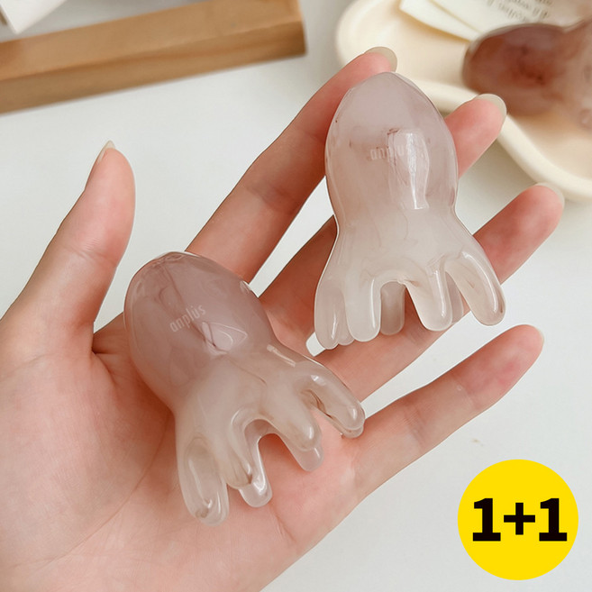 앙플러스 얼굴 괄사 문어 마사지기 두피 바디 마사지 도구, 핑크마블, 2개