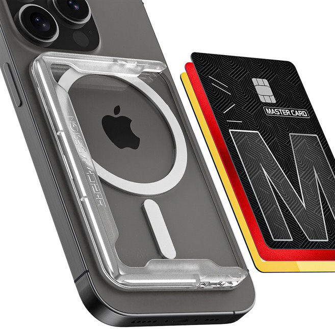 별다섯 퀵슬라이드 맥세이프 카드 지갑 케이스 최대 3장 수납, 1개, 투명