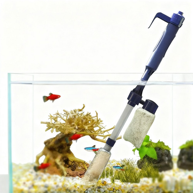 데쯔오 공구 전동 어항청소기 여과 물펌프 모래 청소 물갈이 필터링 건전지 미포함 여과망태기 3개, 1개